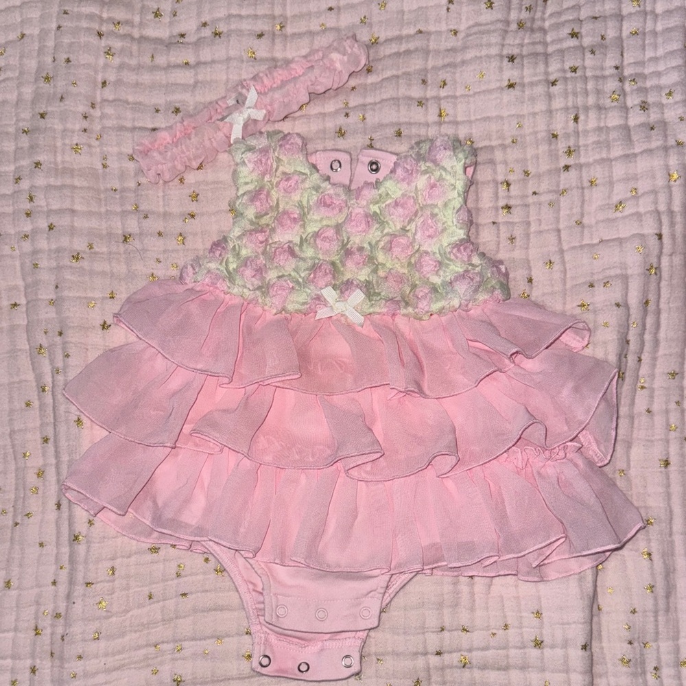Little Me Pink Ruffled Diaper Cover Set